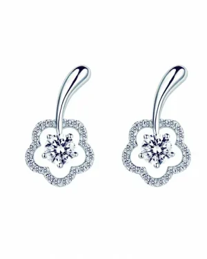 花朵簍空鑽石耳環