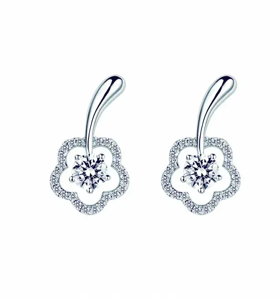 花朵簍空鑽石耳環
