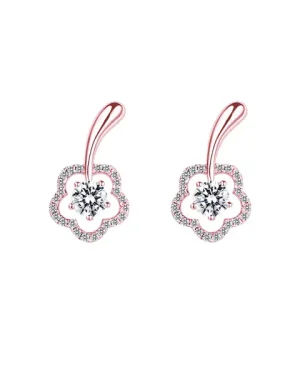 花朵簍空鑽石耳環