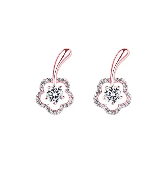 花朵簍空鑽石耳環