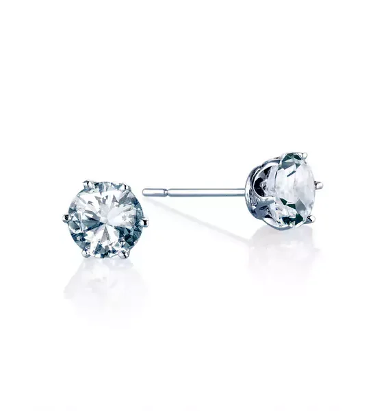 六爪圓形鑽石耳環