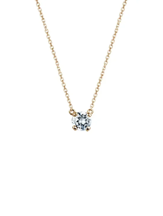 玫瑰金圓形鑽石項鍊