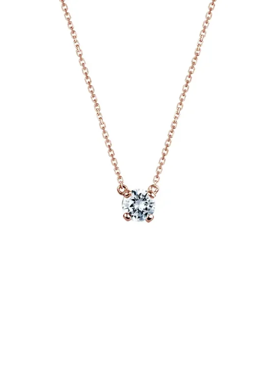 玫瑰金圓形鑽石項鍊