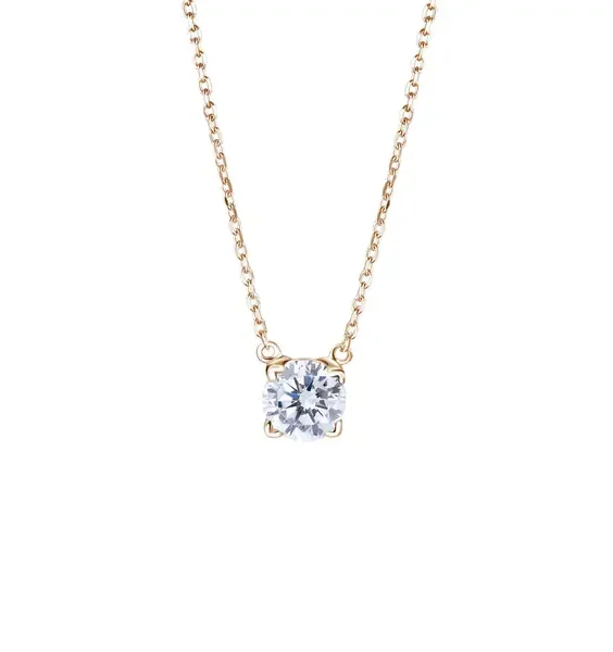 玫瑰金四爪鑽石項鍊