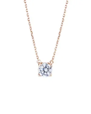 玫瑰金四爪鑽石項鍊