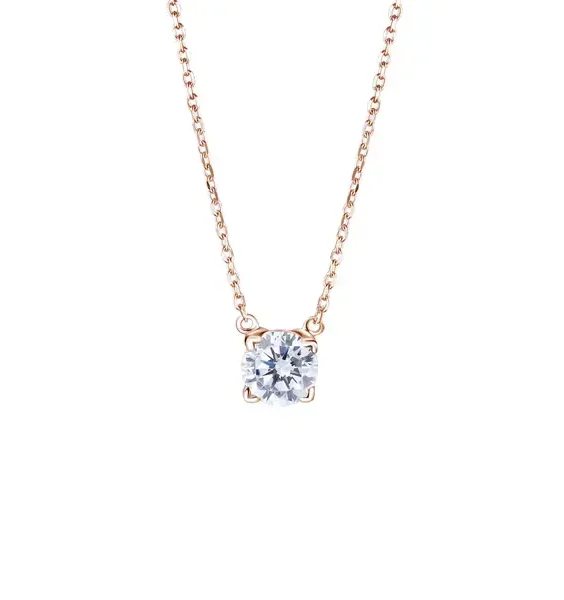 玫瑰金四爪鑽石項鍊